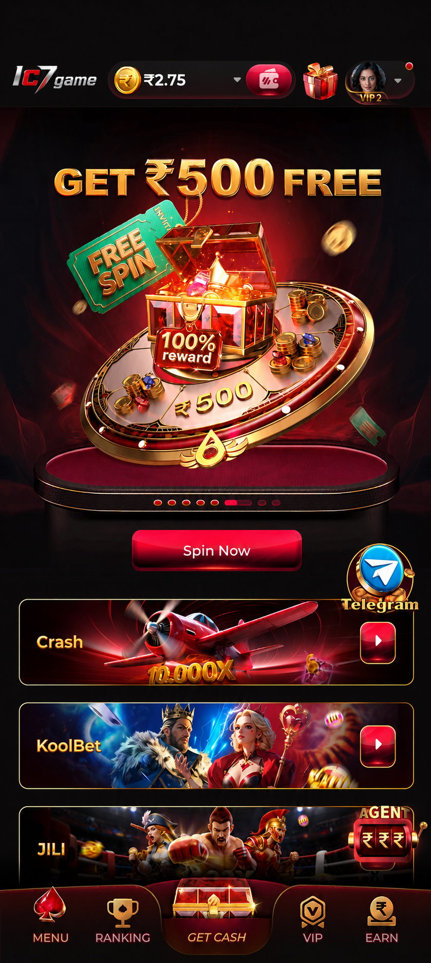 IC7 Game app lobby